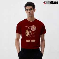 Men’s Jeff Buckley Fleece And Firkin V-Neck Tee in maroon | Sharp, Breathable, Everyday Staple