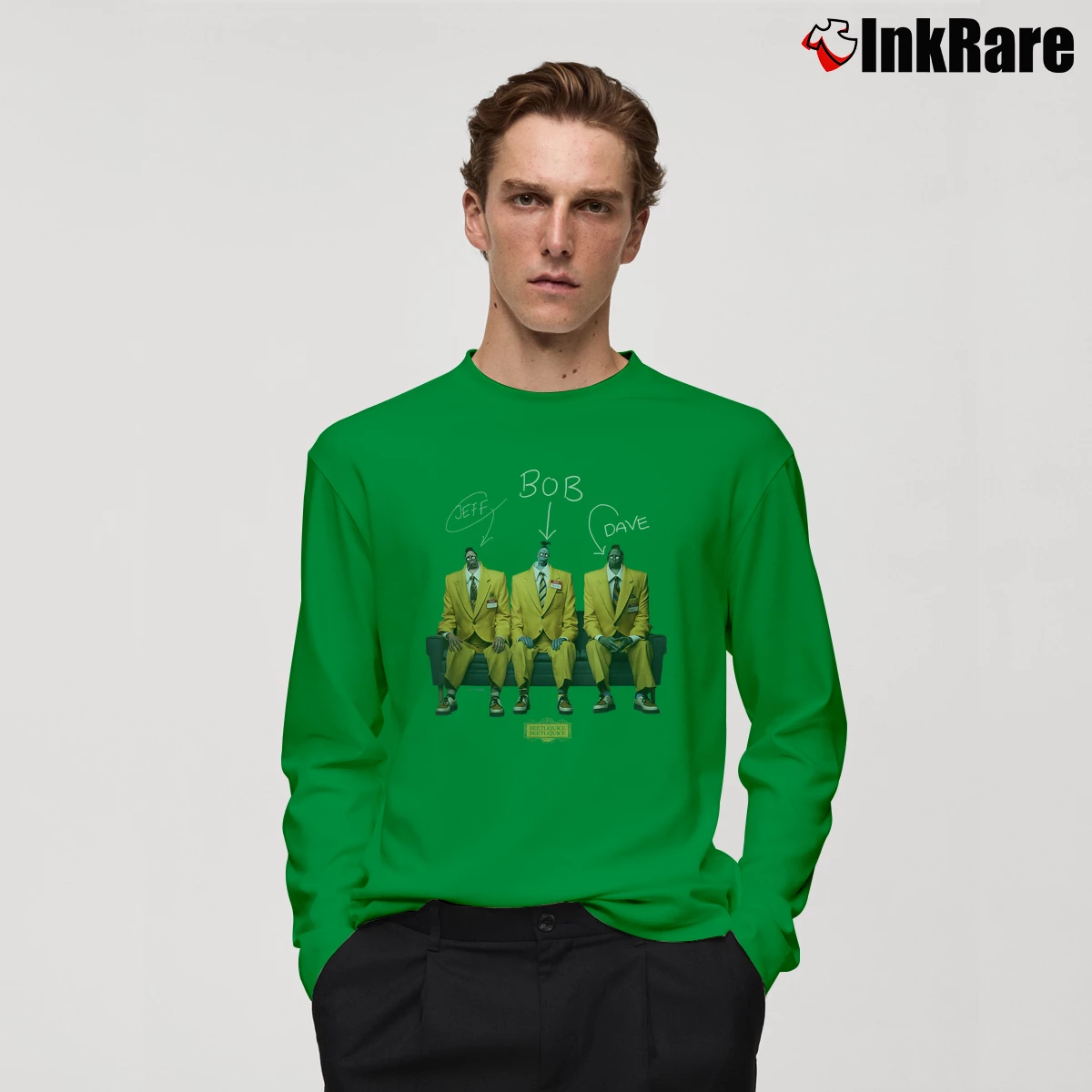 Jeff Dave Bob Beetlejuice Men’s Long-Sleeve Tee in irish green – Versatile Layering Men’s Jeff Dave Bob Beetlejuice Long-Sleeve Shirt in irish green | Sleek, Lightweight, Year-Round Wear