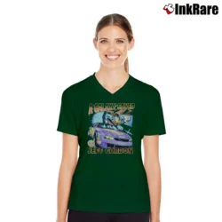 Women’s Jeff Gordon 1999 A Galaxy Saved Superman Racing V-Neck Tee in forest green | Chic Neckline, Soft Texture