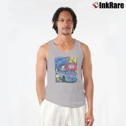 Men’s Jeff Gordon Nascar Snoopy Charlie Brown Racing Tank Top in sport grey | Breathable, Active-Friendly Design