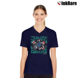 Women’s Jefferson Airplane Volunteers Band V-Neck Tee in navy | Chic Neckline, Soft Texture