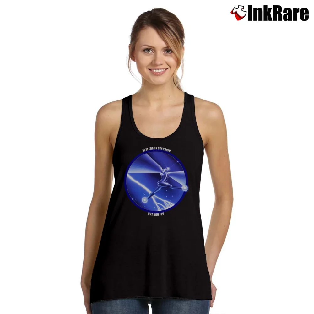 Women’s Jefferson Starship Dragon Fly Band Tank Top in black | Lightweight, Movement-Friendly