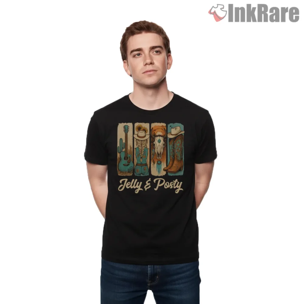 Jelly And Posty Country Music Desert Icons Tour Shirt on black short sleeve shirt for men graphic tee