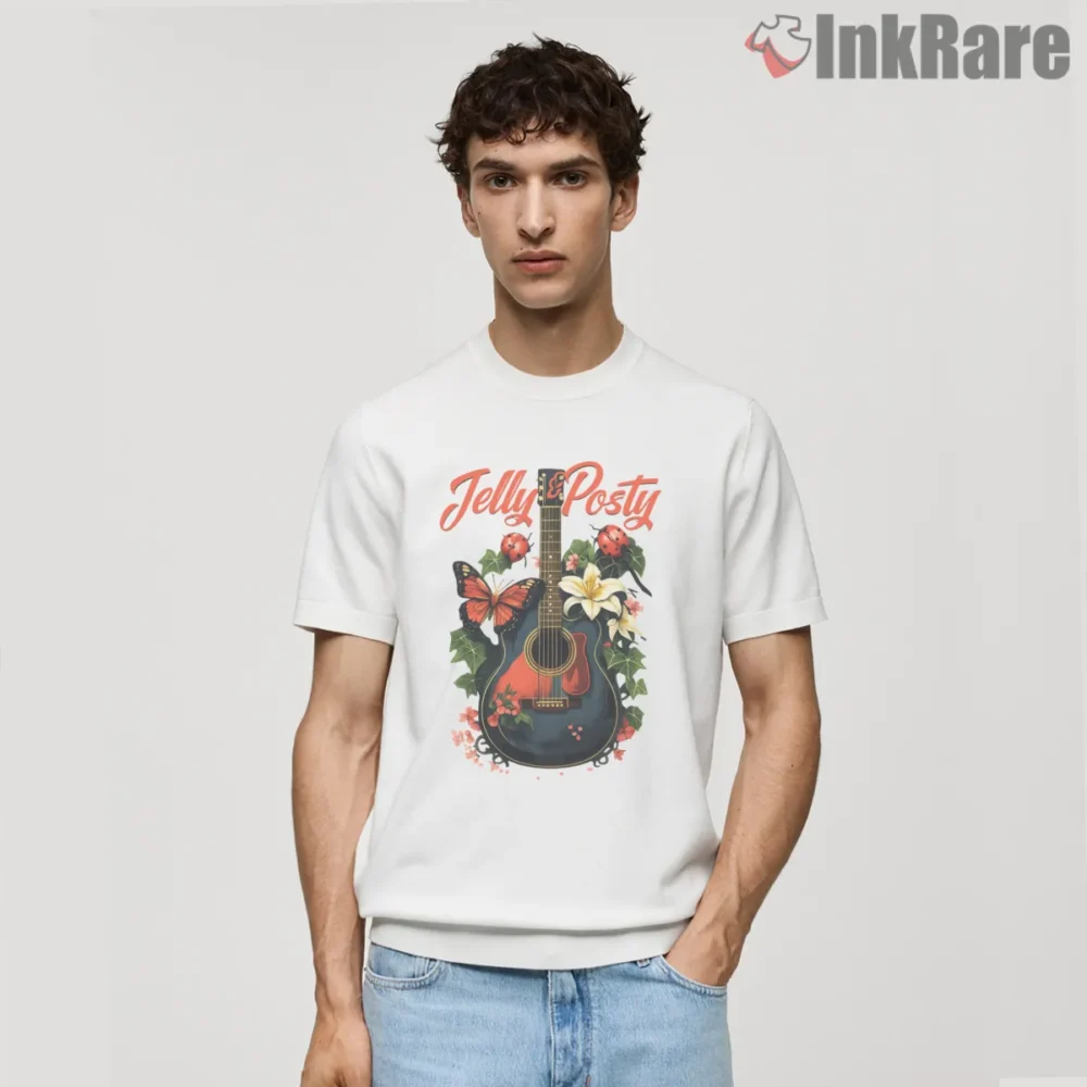 Jelly Roll And Post Malone Floral Guitar Album Tribute Shirt on white short sleeve shirt for men graphic tee