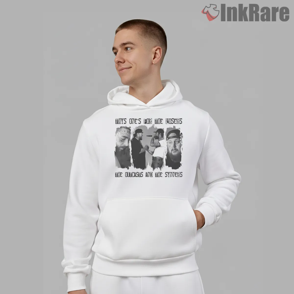 Jelly Roll And Post Malone Outcasts And Sinners Tour Hoodie White Jelly Roll And Post Malone Outcasts And Sinners Tour Shirt on white hoodie for men graphic tee