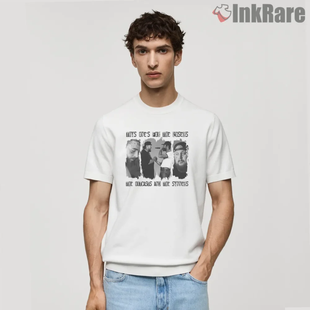 Jelly Roll And Post Malone Outcasts And Sinners Tour Shirt on white short sleeve shirt for men graphic tee