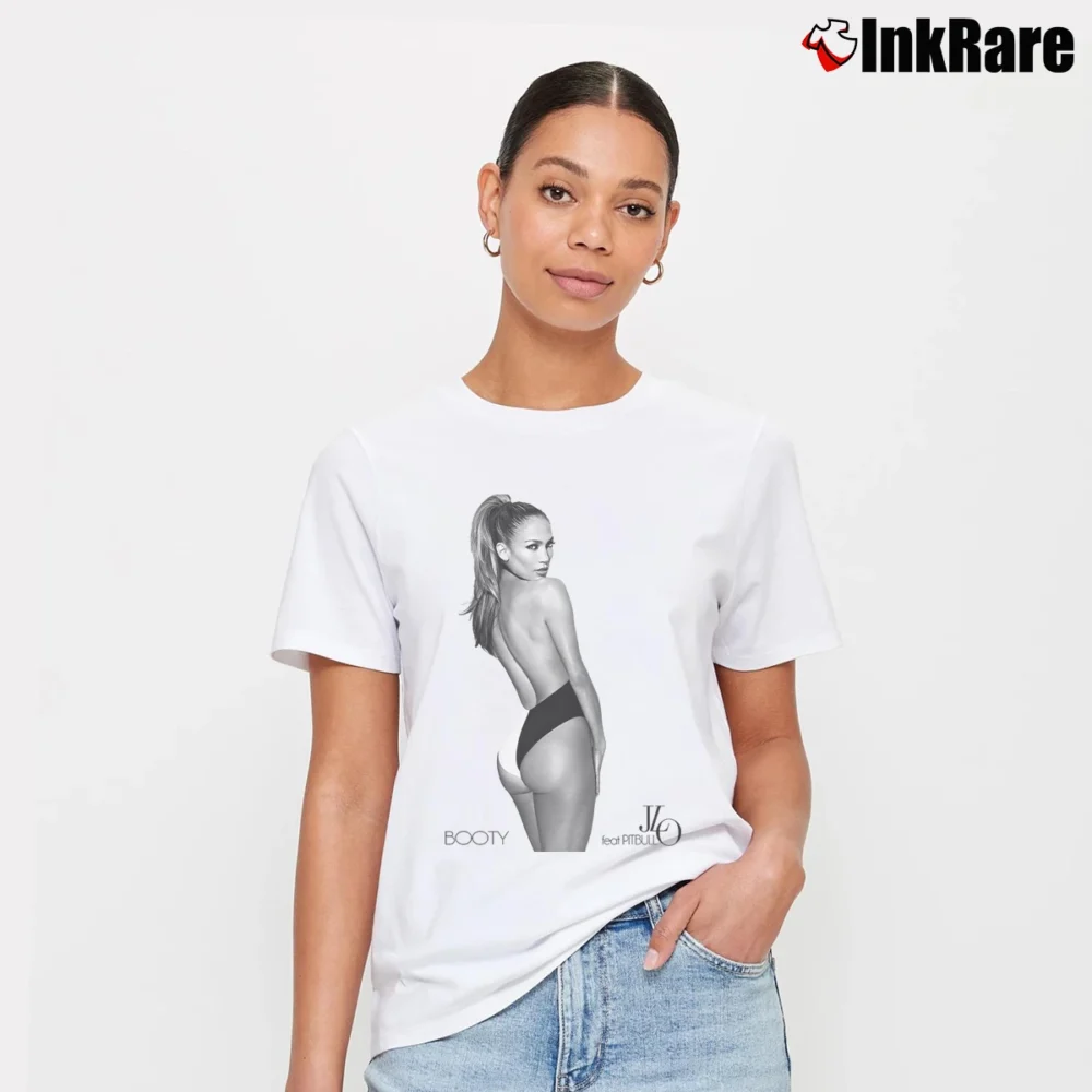 Women’s Jennifer Lopez Booty Art Graphic Signature T-Shirt in white | Soft, Flattering Fit