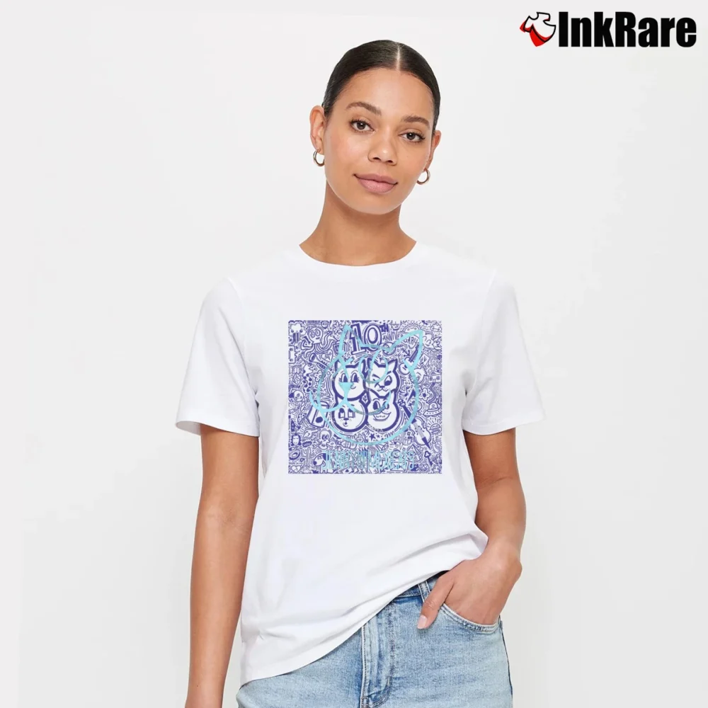 Women’s Jenny And The Mexicats Ten Spins Music Signature T-Shirt in white | Soft, Flattering Fit