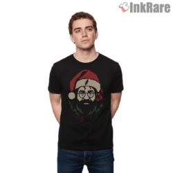 Jerry Garcia Cozy Santa Beard Icon Shirt on black short sleeve shirt for men graphic tee