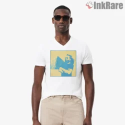 Jerry Garcia Desert Pyramid Silhouette Shirt on white v-neck shirt for men graphic tee
