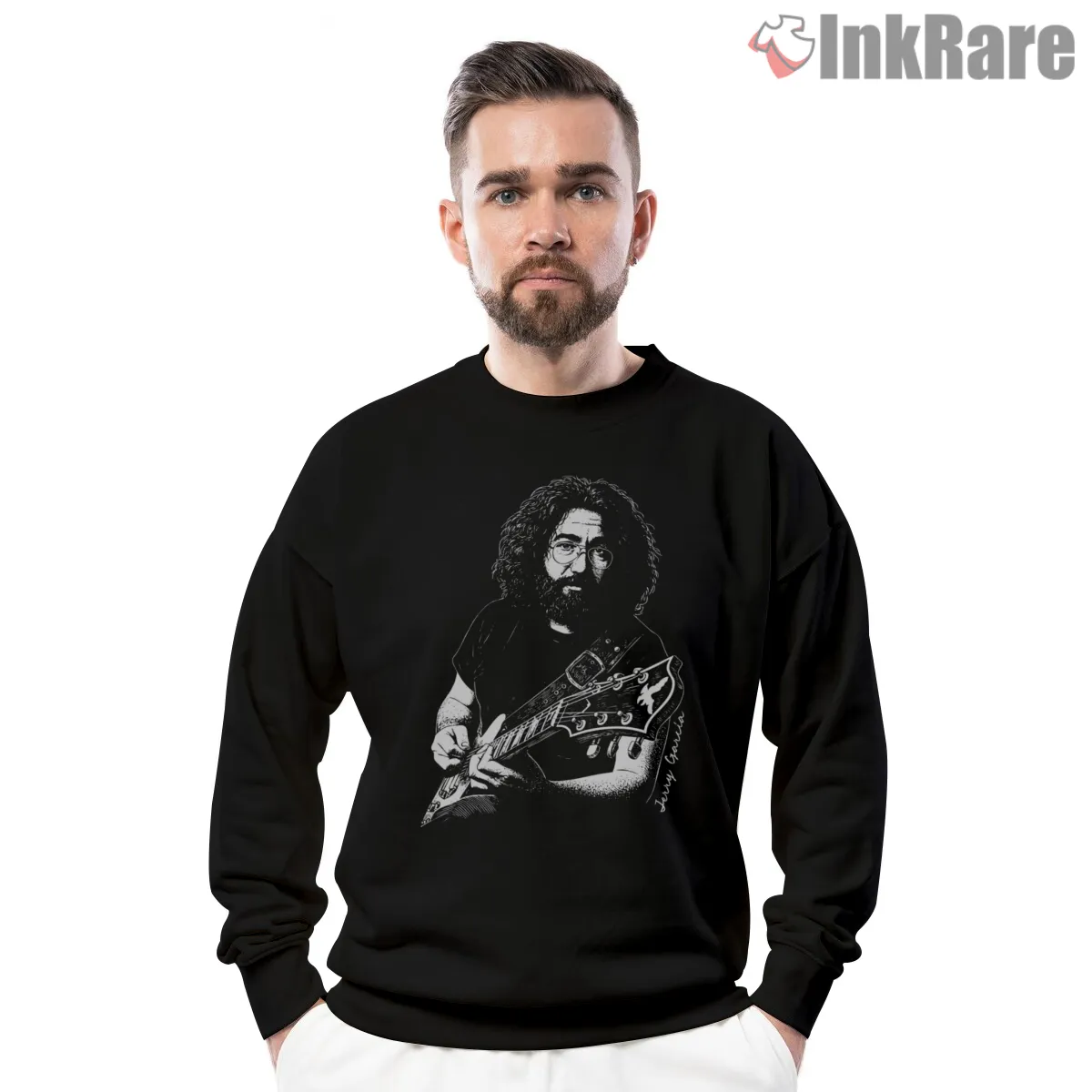 Jerry Garcia Intense Monochrome Guitar Shirt Jerry Garcia Intense Monochrome Guitar Shirt on graphic shirt for men graphic tee
