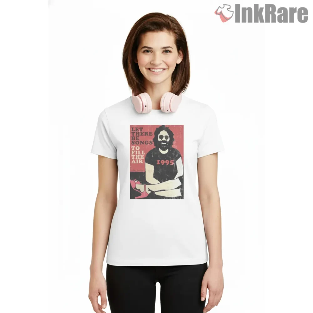 Jerry Garcia Let There Be Songs Tribute Shirt on white short sleeve shirt for women graphic tee