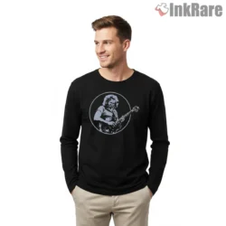 Jerry Garcia Light Blue Solo Circle Shirt on black long sleeve shirt for men graphic tee