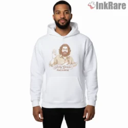 Jerry Garcia Peace And Music Sepia Illustration Shirt on white hoodie for men graphic tee