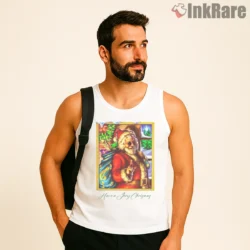 Jerry Garcia Santa Christmas Vibes Shirt on white tank top for men graphic tee