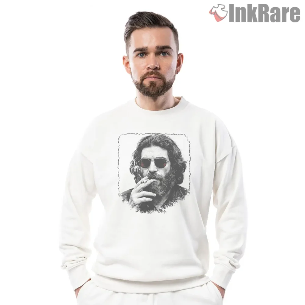 Jerry Garcia Smoking Black And White Portrait Shirt on graphic shirt for men graphic tee