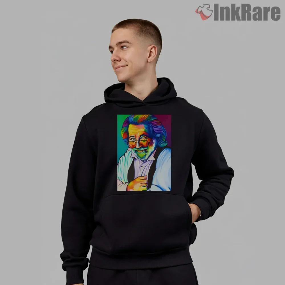 Jerry Garcia Vibrant Portrait Pop Art Shirt on black hoodie for men graphic tee