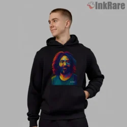 Jerry Garcia Warm Vintage Pop Art Shirt on black hoodie for men graphic tee
