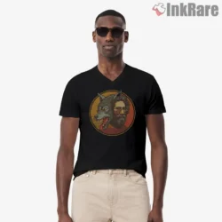 Jerry Garcia Wild Wolf Spirit Shirt on black v-neck shirt for men graphic tee