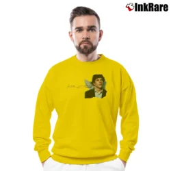 Men’s Jesse Eisenberg Celebrity Tribute Crewneck Sweatshirt in yellow | Cozy Fabric, Clean Style