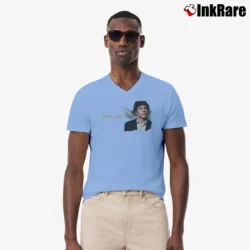 Men’s Jesse Eisenberg Celebrity Tribute V-Neck Tee in light blue | Sharp, Breathable, Everyday Staple