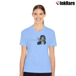 Women’s Jesse Eisenberg Celebrity Tribute V-Neck Tee in light blue | Chic Neckline, Soft Texture