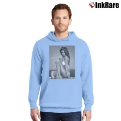 Men’s Jessica Alba Celebrity Fan Graphic Pullover Hoodie in light blue | Cozy, Durable, Modern Fit