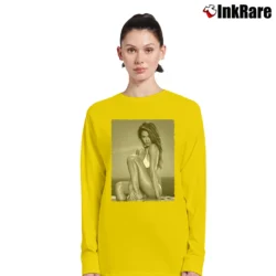 Women’s Jessica Alba Celebrity Fan Graphic Long-Sleeve Top in yellow | Sleek, Versatile, All-Season