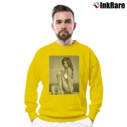 Men’s Jessica Alba Celebrity Fan Graphic Crewneck Sweatshirt in yellow | Cozy Fabric, Clean Style