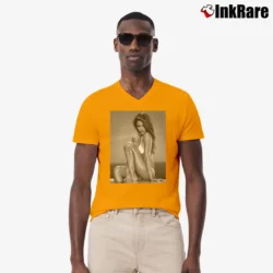Men’s Jessica Alba Celebrity Fan Graphic V-Neck Tee in orange | Sharp, Breathable, Everyday Staple