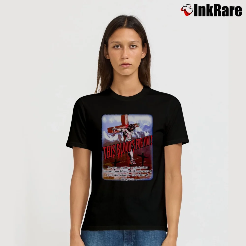 Women’s Jesus Christian This Blood Is For You Signature T-Shirt in black | Soft, Flattering Fit