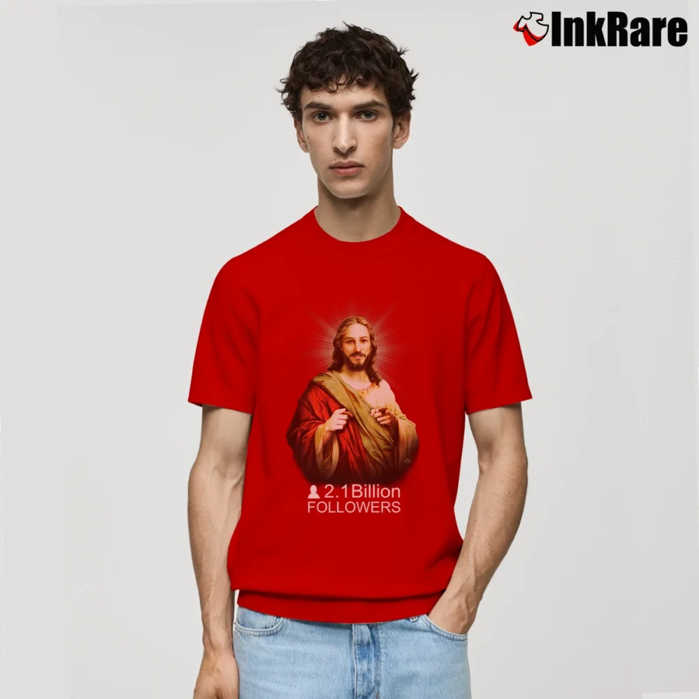 Men’s Jesus I Follow 2.1 Billion Faith Classic T-Shirt in red | Soft, Breathable Everyday Wear
