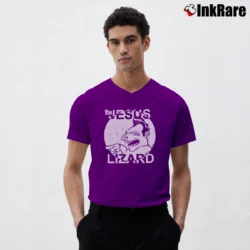 Men’s Jesus Lizard 90s Alternative Band V-Neck Tee in purple | Sharp, Breathable, Everyday Staple