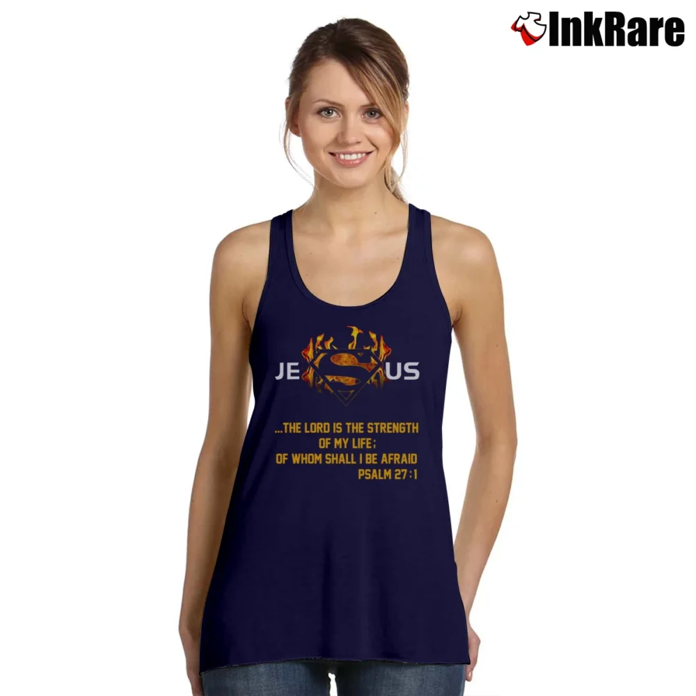 Women’s Jesus Logo Superman Style Tank Top in navy | Lightweight, Movement-Friendly