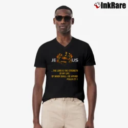 Men’s Jesus Logo Superman Style V-Neck Tee in black | Sharp, Breathable, Everyday Staple