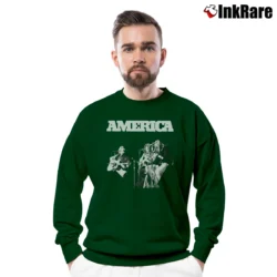 Men’s Jiayuhua Men's America Rock Band Crewneck Sweatshirt in forest green | Cozy Fabric, Clean Style