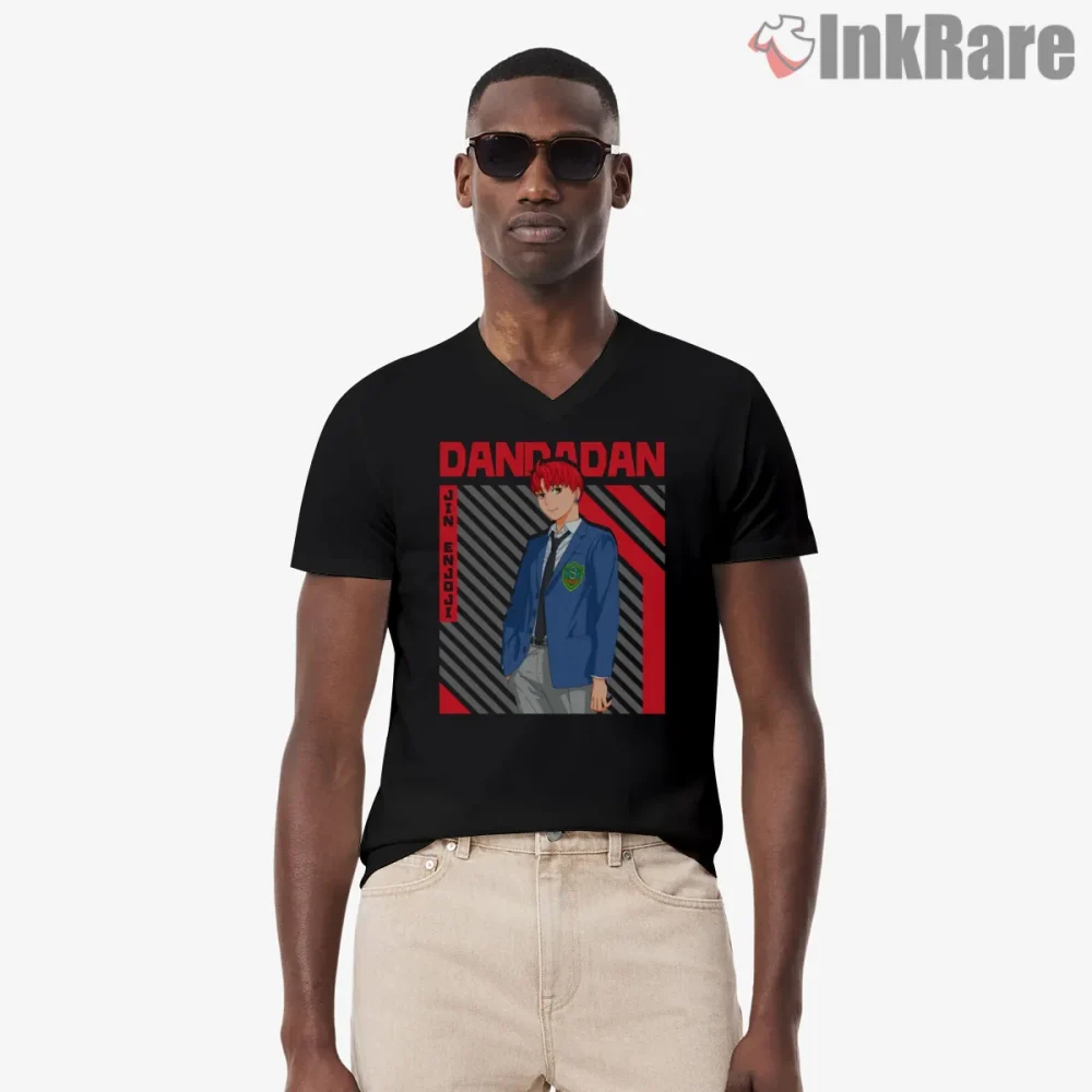 Jiji Enjoji School Uniform Anime Poster Shirt on black v-neck shirt for men graphic tee