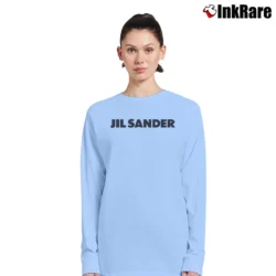 Women’s Jil Sander Logo Print Designer Long-Sleeve Top in light blue | Sleek, Versatile, All-Season