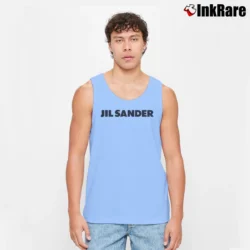 Men’s Jil Sander Logo Print Designer Tank Top in light blue | Breathable, Active-Friendly Design
