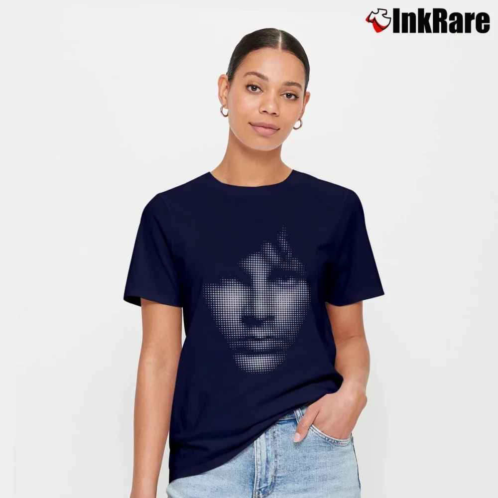 Women’s Jim Morrison Doors Dot Face Signature T-Shirt in navy | Soft, Flattering Fit