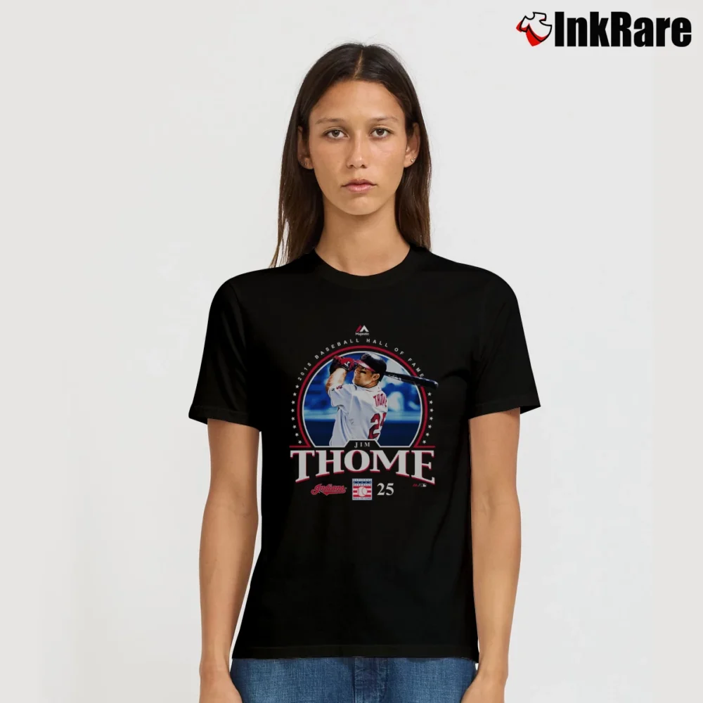 Women’s Jim Thome Cleveland Indians Hall Of Fame Signature T-Shirt in black | Soft, Flattering Fit