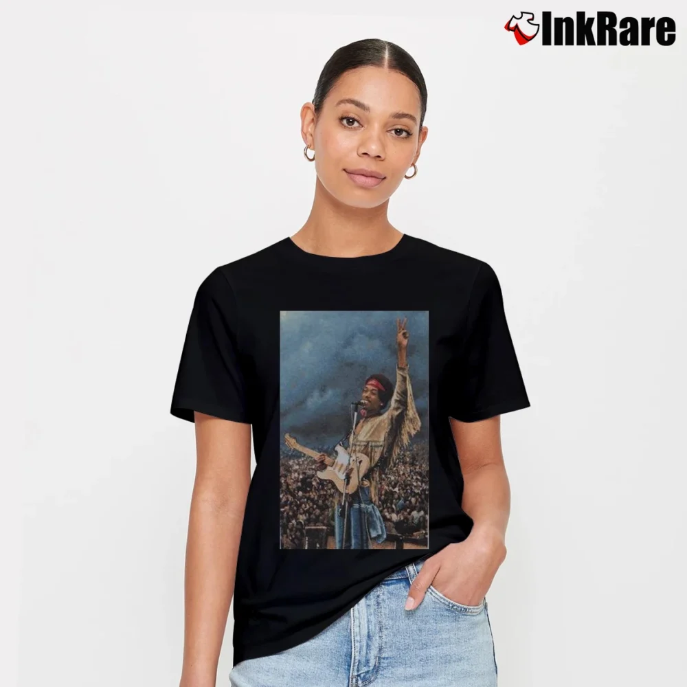 Women’s Jimi Hendrix Woodstock Pacsun Music Signature T-Shirt in black | Soft, Flattering Fit
