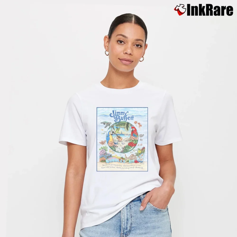 Women’s Jimmy Buffett Bubbles Up Signature T-Shirt in white | Soft, Flattering Fit