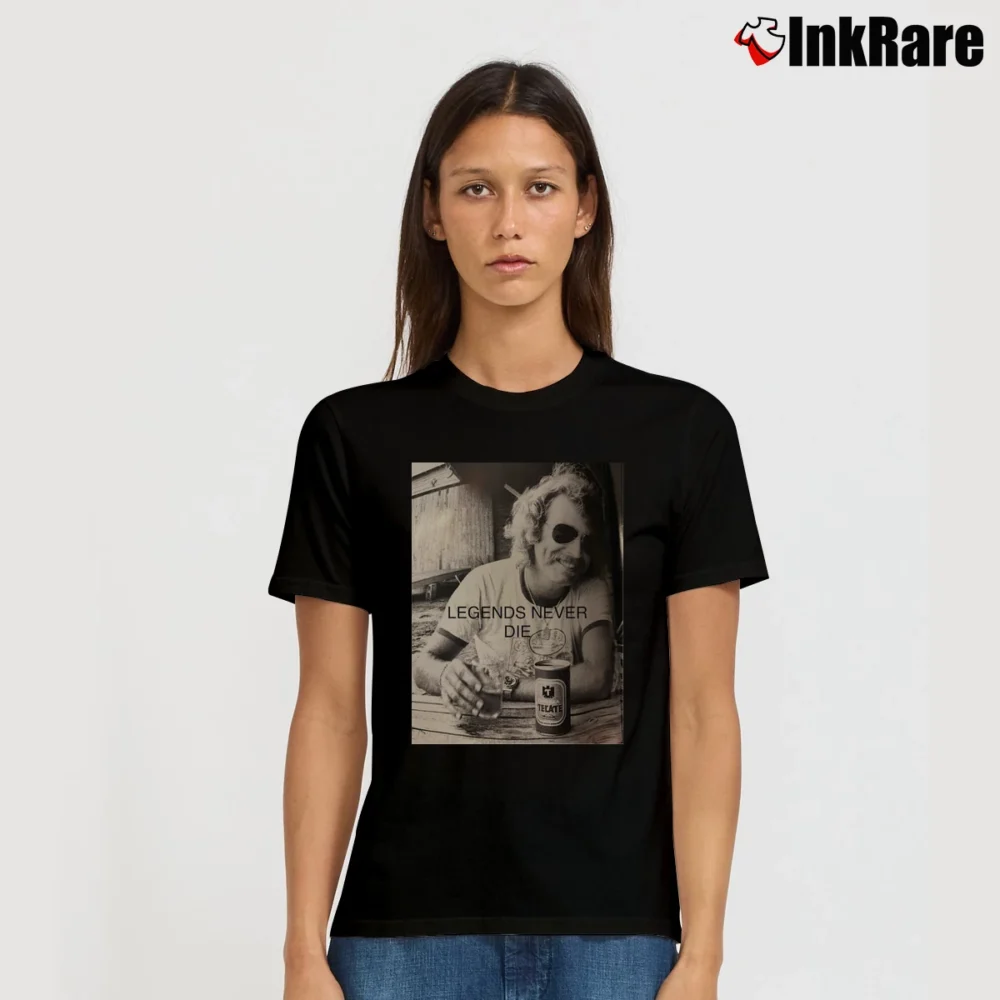 Women’s Jimmy Buffett Legends Never Die Signature T-Shirt in black | Soft, Flattering Fit