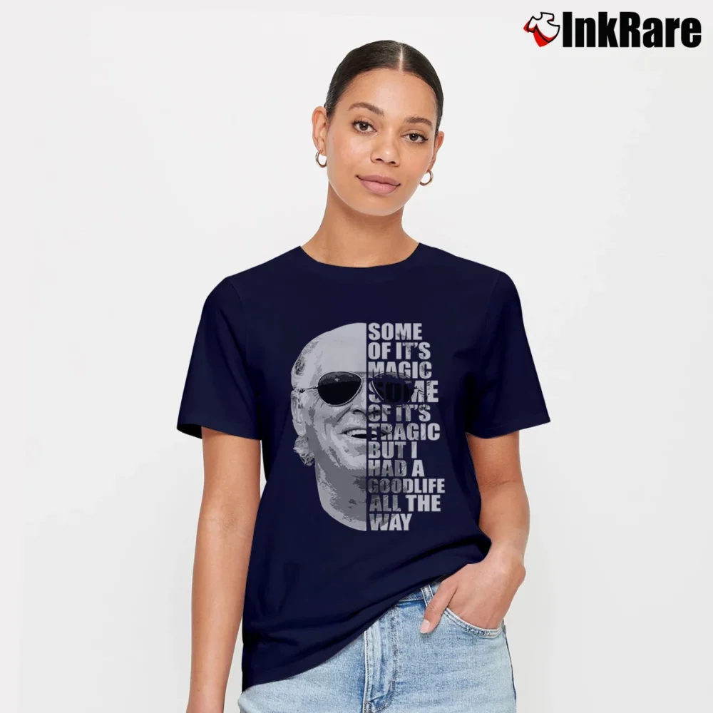 Women’s Jimmy Some Of Its Magic Tragic Life Quote Signature T-Shirt in navy | Soft, Flattering Fit