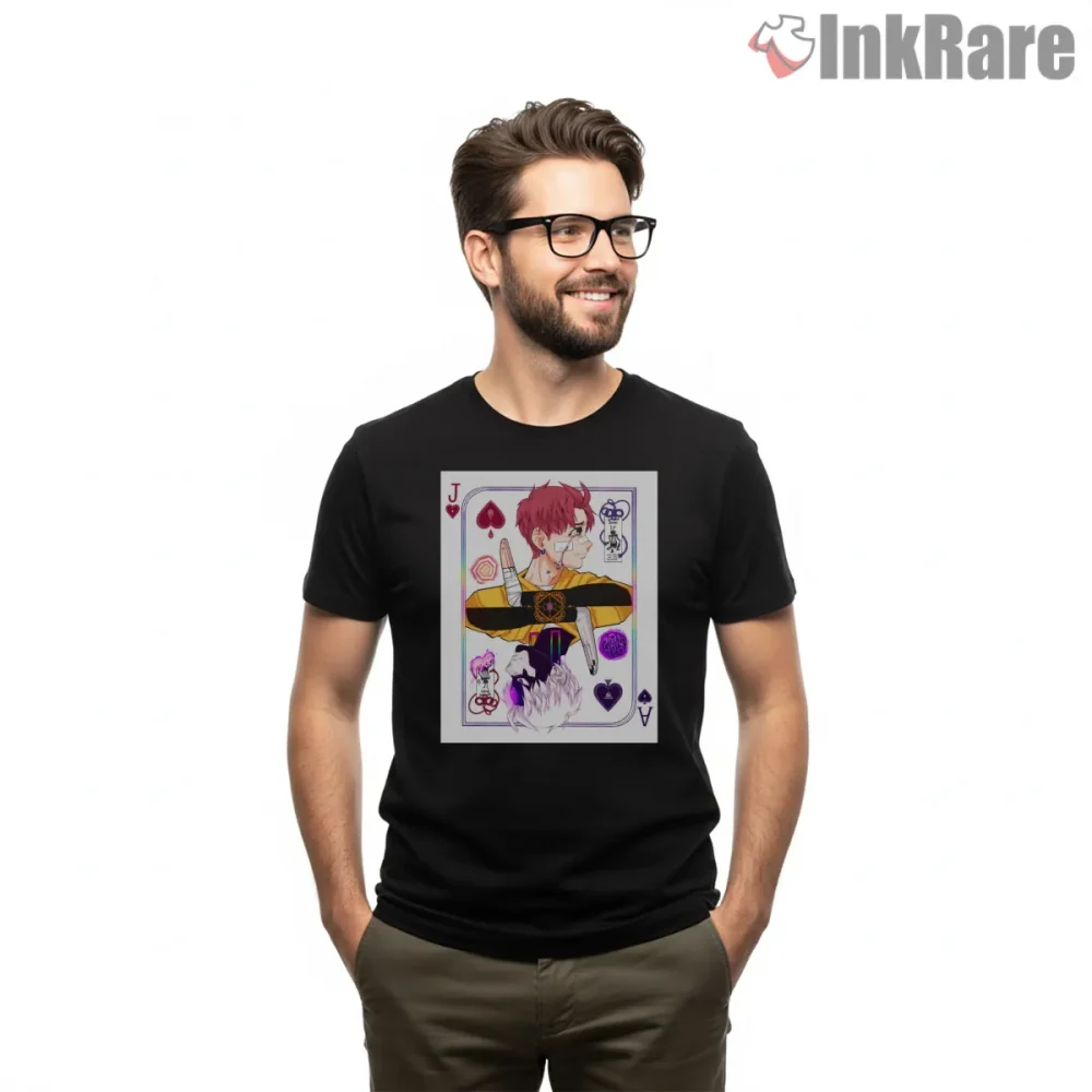 Jin Enjoji Evil Eye Playing Card Anime Shirt on black short sleeve shirt for men graphic tee