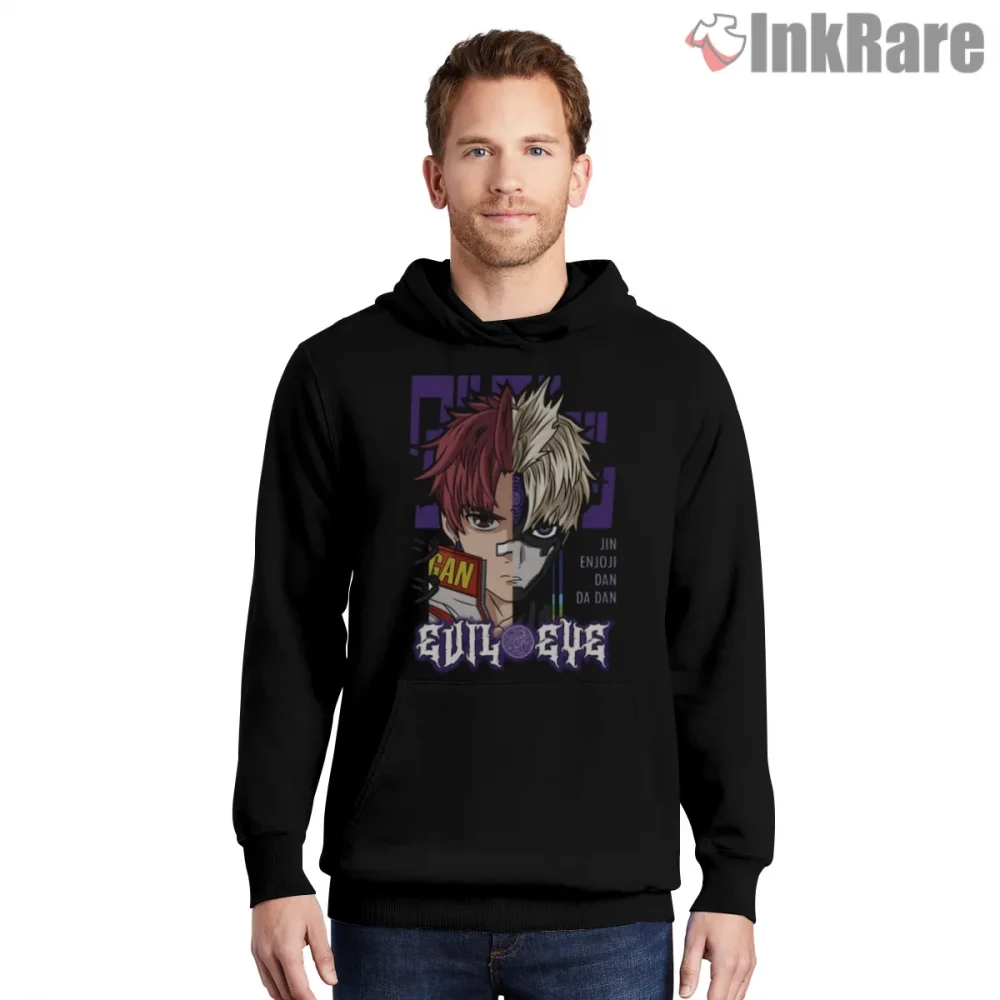 Jin Enjoji Evil Eye Split Face Anime Shirt on black hoodie for men graphic tee