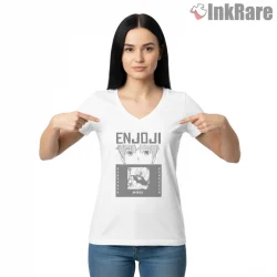 Jin Enjoji Minimal Manga Poster Dandadan Shirt on white v-neck shirt for women graphic tee