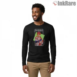 Jin Enjoji Power Aura Anime Portrait Shirt on black long sleeve shirt for men graphic tee
