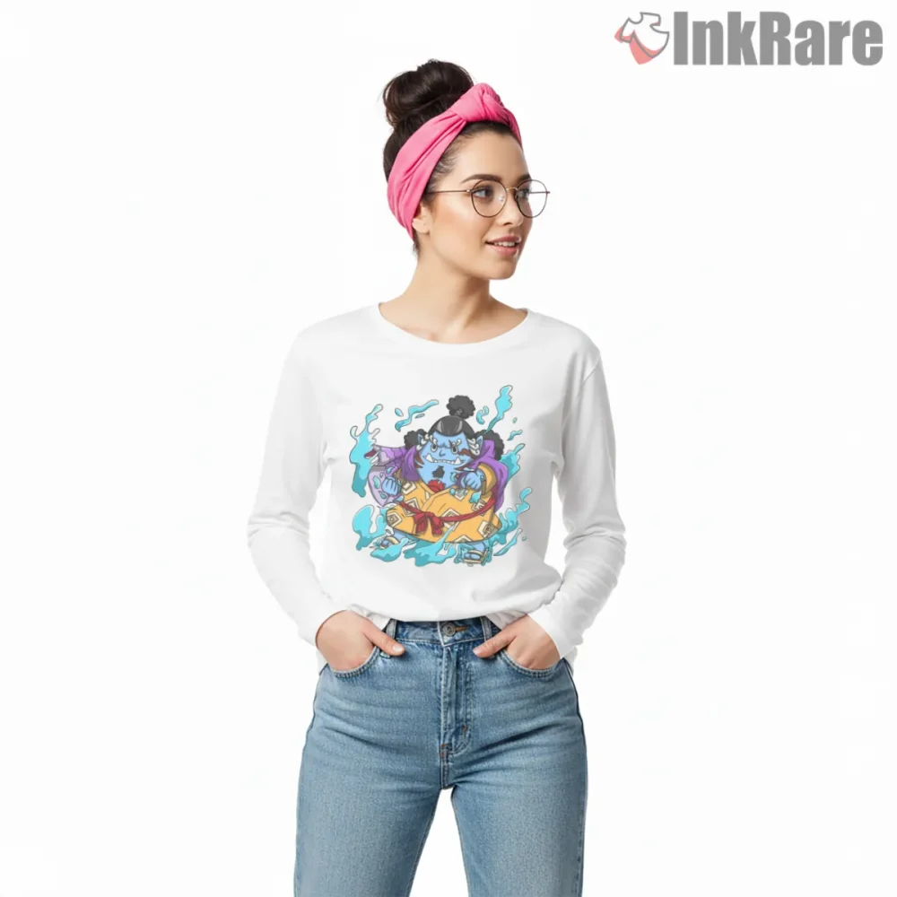 Jinbe Chibi Fishman Karate Master Anime Shirt on white long sleeve shirt for women graphic tee